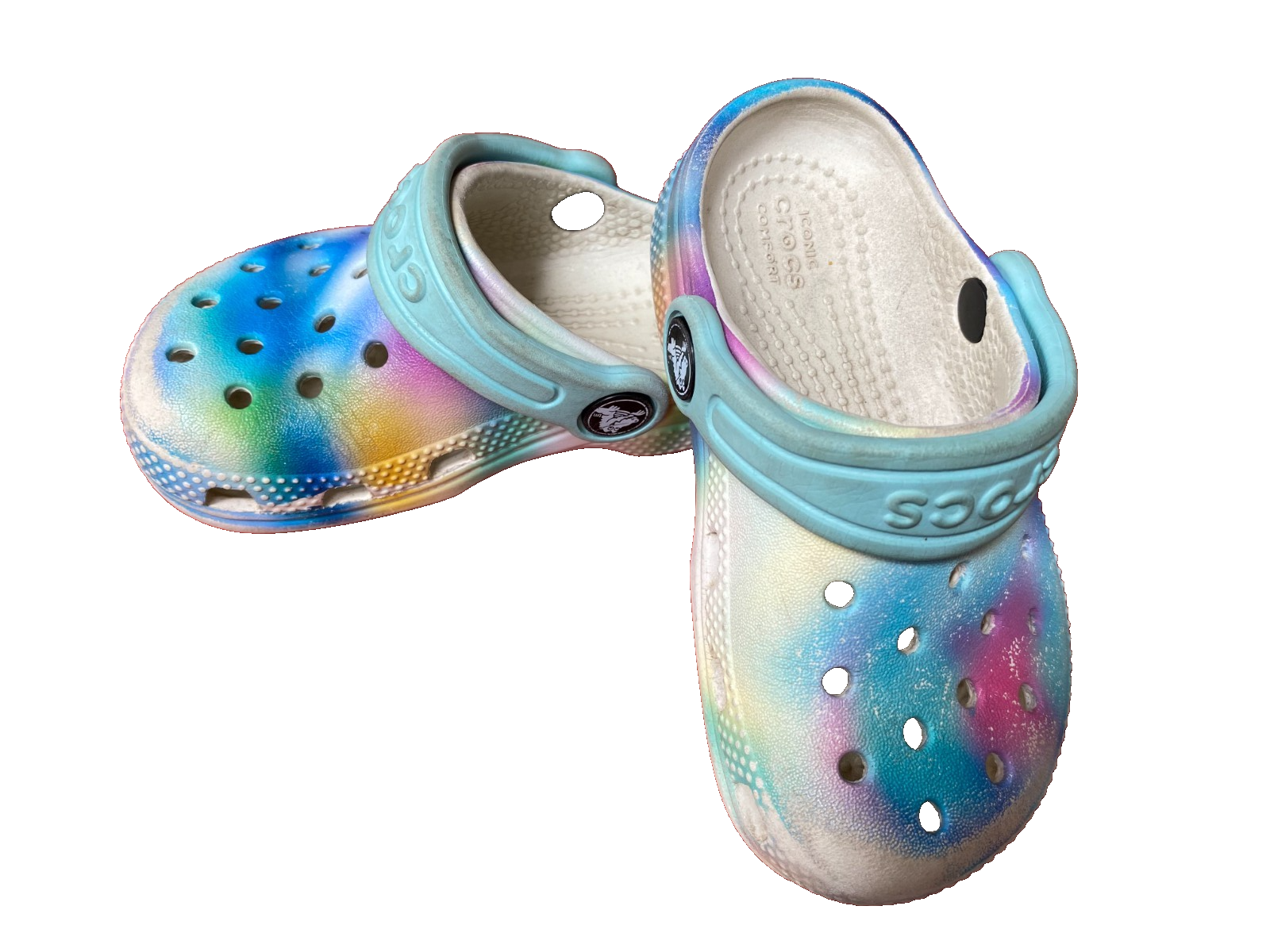 Lotto 2 paia scarpe bambina Disney Minnie rosse sneakers tie dye crocs taglia 7