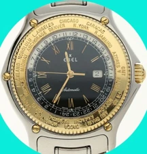 Ebel Voyager #1124913 World Time Date 18K SS Automatic Watch 38MM