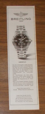 Seltene Werbung vintage BREITLING AEROSPACE Fliegeruhr 1996