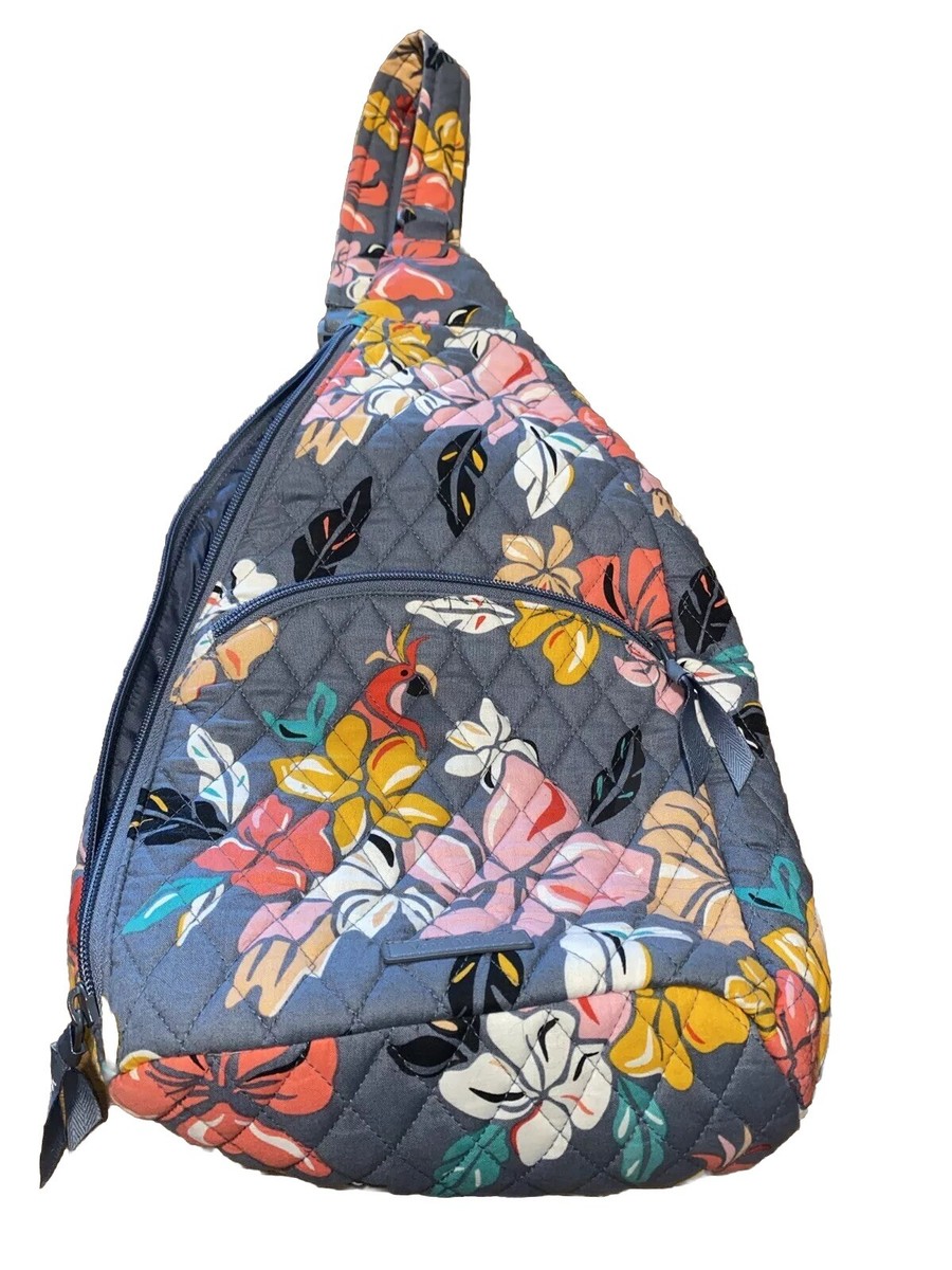 Vera Bradley Sling Backpack Coastal Paradise Bag Gray Floral  display picture 1