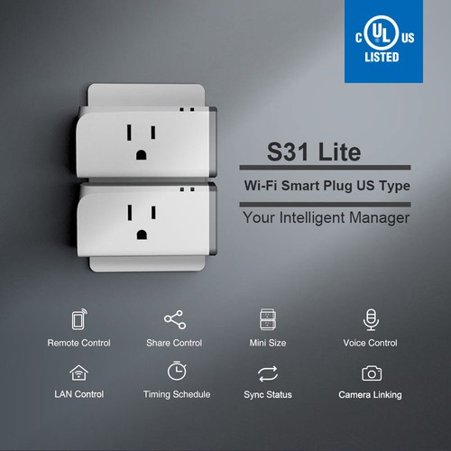 SONOFF S31 Lite WIFI Smart Plug Power Socket Switch APP Control for Alexa Google - Picture 2 of 12