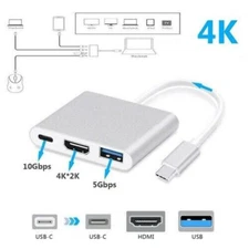 Type C USB 3.1 to USB-C 4K HDMI USB 3.0 Adapter Cable 3 in 1 Hub For Macbook Pro