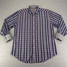 Robert Graham Shirt Mens XL Multicolor Long Sleeve Floral Flip Cuff Geometric