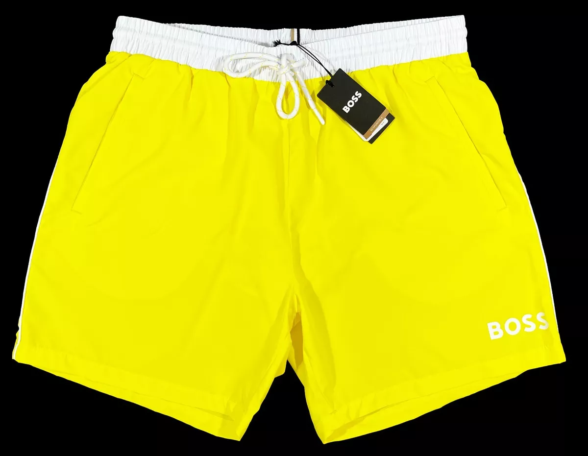 Hugo boss yellow swim shorts sales