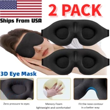3D Contoured Sleep Eye Mask for Men & Women - Adjustable Blindfold Cup Mask