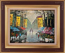 Evening Stroll In The City - Original Oil Painting On Canvas
