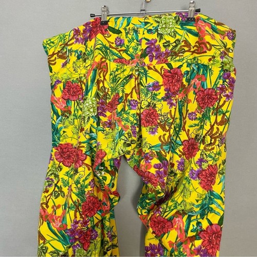 Salwar Hose Damen Blumen gelb bunt Handarbeit Plissee vorne Kordelzug - Bild 5 von 16