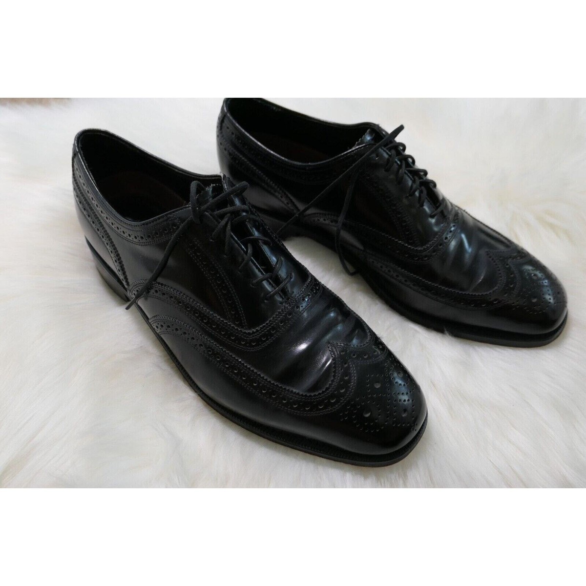 Florsheim Lexington Black Oxfords Lace-up Wingtip Leather 