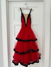 Pretty red and black girls' dance dress; Size Large Child; Art Stone brand