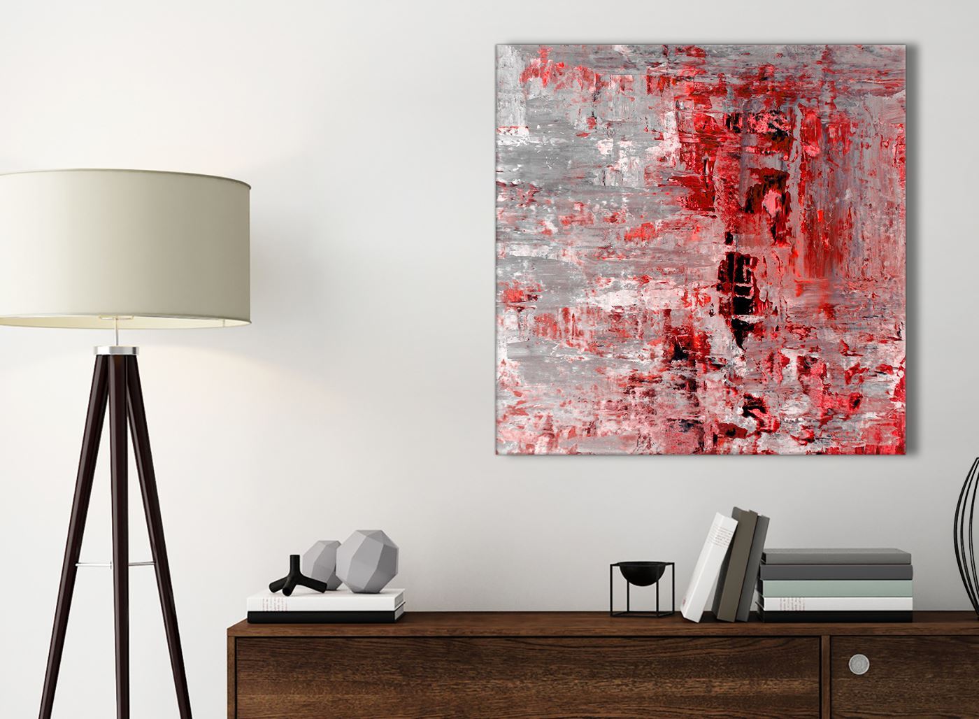 Red Grey Painting Bathroom Canvas Wall Accessories Abstract 1s414s
