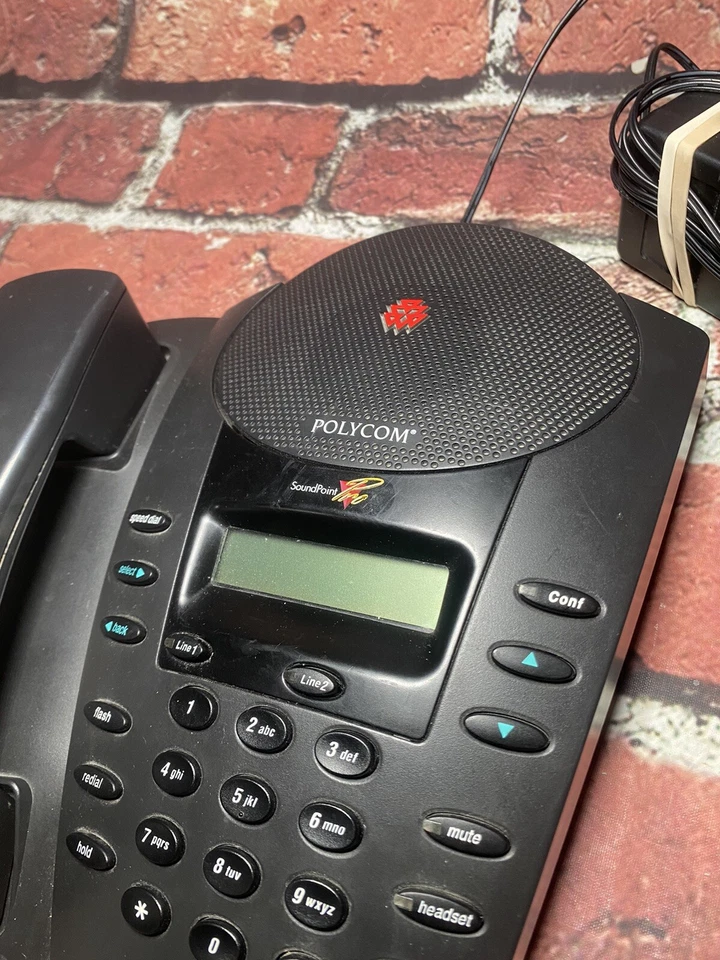 Teléfono de conferencia profesional Polycom SoundPoint Pro SE-225 2 líneas con fuente de alimentación Foto 3 de 4
