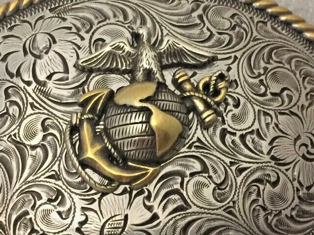 USMC Eagle, Globe and Anchor Western Style Buckle Marine Corps EGA