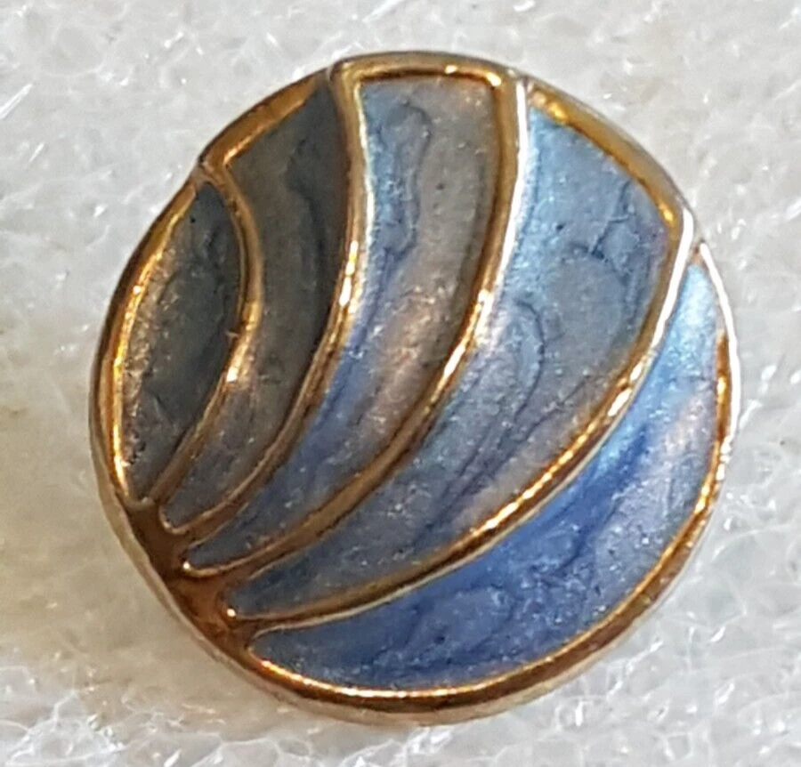 Vtg Estate Costume Fashion Gold Tone Round Blue Swirl Enamel Huggee Post Earring Foto 4 de 4