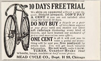 1910 Print Ad Mead Bicycles Coaster Rear Brakes,Lamps Mead Cycle Chicago,IL