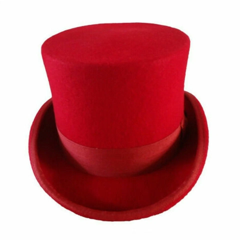 Vintage Retro Top Hat Magic Performing Cap Wool Mad Hatter Tall Hat Narrow Brim - image 4 of 4