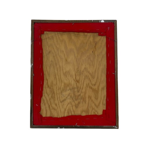 Vintage Owl La Rata Nail String Retro Wall Art Picture On Red Velvet Wood Frame - Picture 2 of 10
