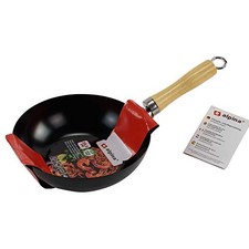 alpina Poêle Wok cuisine induction/standard 20 cm avec manche en bois, Noir