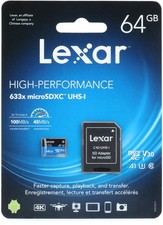 Lexar High-performance MicroSDXC Card - 64GB, Class 10, UHS-I 5-pack 