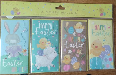 4 x Ostern Geldbörsen mit Umschlägen