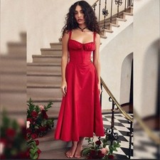 House of CB Dress XS A-C cup NWOT Carmen Red Bustier Midi
