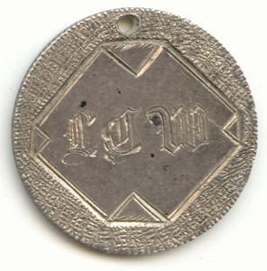 1884 Seated Liberty Dime Love Token, Initials LCW