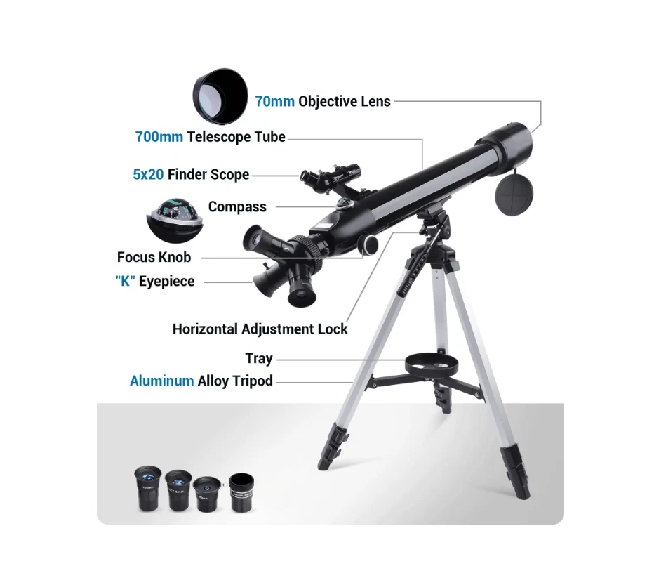 HUTACT Telescope for Adults, 700mm HD Astronomy Telescope w/3 Rotatable Eyepiece - Image 4 of 4