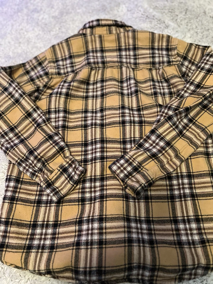 Pacsun de franela suave amarillo mostaza y negro para hombre con botones talla mediana Foto 2 de 4