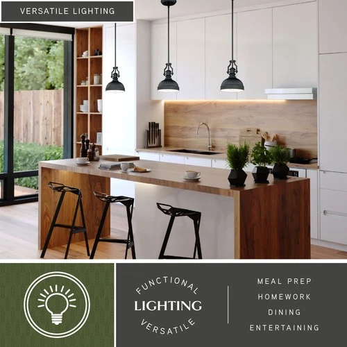 Vaxcel Lighting P0193 Bronze Keenan 8"W Pendant With Black Metal Shade - Picture 8 of 9