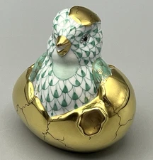 Herend Figurine Baby Chick Just Hatched Green Fishnet