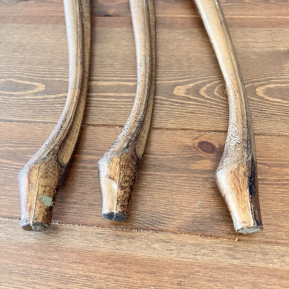 Vintage Plástico Dourado Italiano RePurpose Pernas de Mesa 19" Longo Conjunto De 3 - Imagem 4 de 4