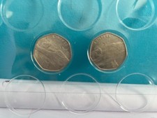 50p coin rare - Olympics 2011 Swimming with lines through face Circulated RARE