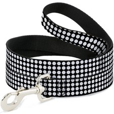 Dog Leash 6-FEET Mini Polka Dots Black/White NARROW 0.5"
