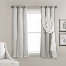 LUSH DECOR SHEER GROMMET CURTAINS INSULATED BLACKOUT LINING WINDOW CURTAIN- GRAY