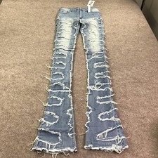 Guapi Jeans Mens 32 Blue Distressed Ripped Flare Limited Edition 1/100 Designer