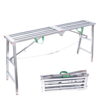 Adjustable Work Platform 880lb Duty Rating, Steel Step Ladder, Portable Folding 