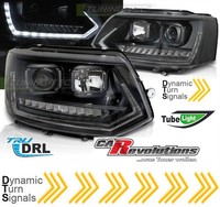 Led Tagfahrlicht Dynamische Blinker Light Tube Scheinwerfer Schwarz FüR VW T5 GP