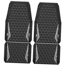 CAR PASS Bling Diamond Car Mats Rubber Floor Mats Full Set Anti Silver Diamond
