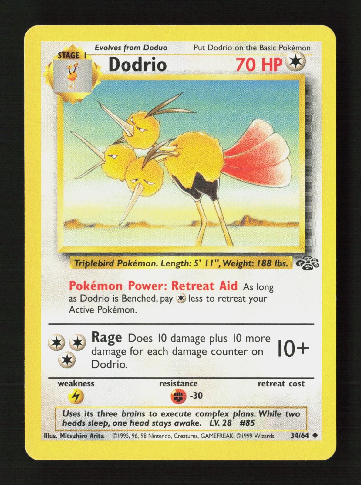 Dodrio 34/64 Uncommon Jungle Pokemon Unlimited Lightly Played