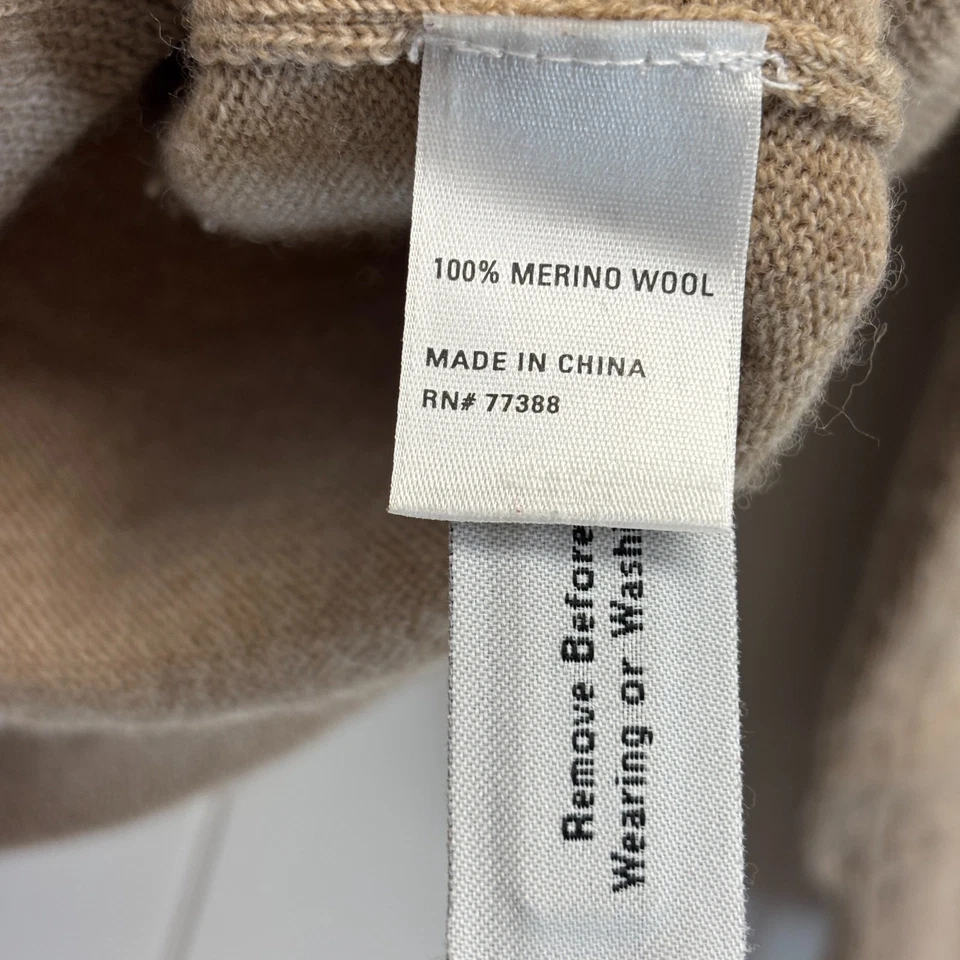 Vintage Wallace Women Glam Neutral Beaded Merino Wool V Neck Sweater Size S Soft - Image 4 of 4