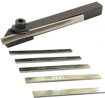 Mini Parting Tool Cut off Holder with 6Pcs HSS Blades for 