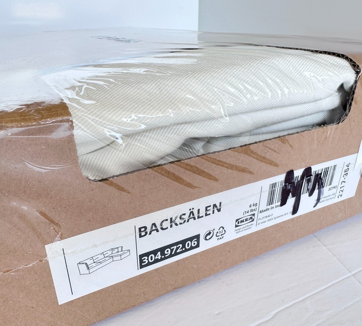 Ikea BACKSALEN Sofa with Chaise Cover, Blekinge white 304.972.06