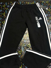 adidas Boys Jogger Activewear Pants Black/White Striped XL 18/20 