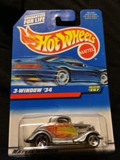 1997 Hot Wheels 3-Window '34 Silver with Flames Collector #257