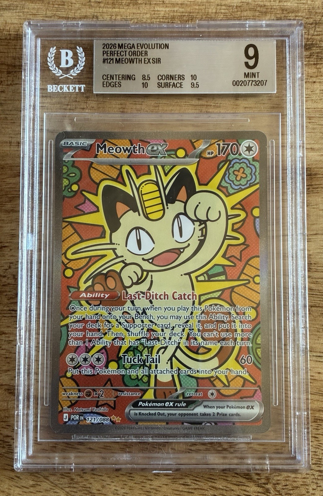 2026 Perfect Order Pokemon Meowth ex SIR Special Rare #121 BGS 9 MINT 10 Subs