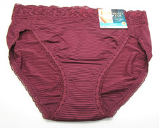 VANITY FAIR 6 M 13280 Sophisticated Plum Stripe FLATTERING LACE Hi-Cut