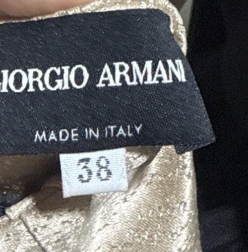 Giorgio Armani Runway Strappy Back Champagne Black Cocktail Dress US 0 2 / T 38 image 10