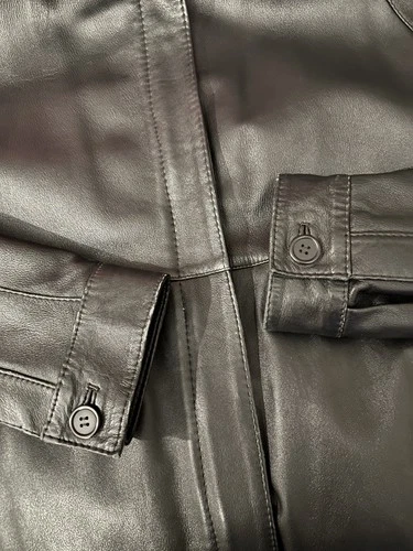 Vintage 90s Britches Great Outdoors Smooth Black Leather Harrington Jacket - Lg image 4