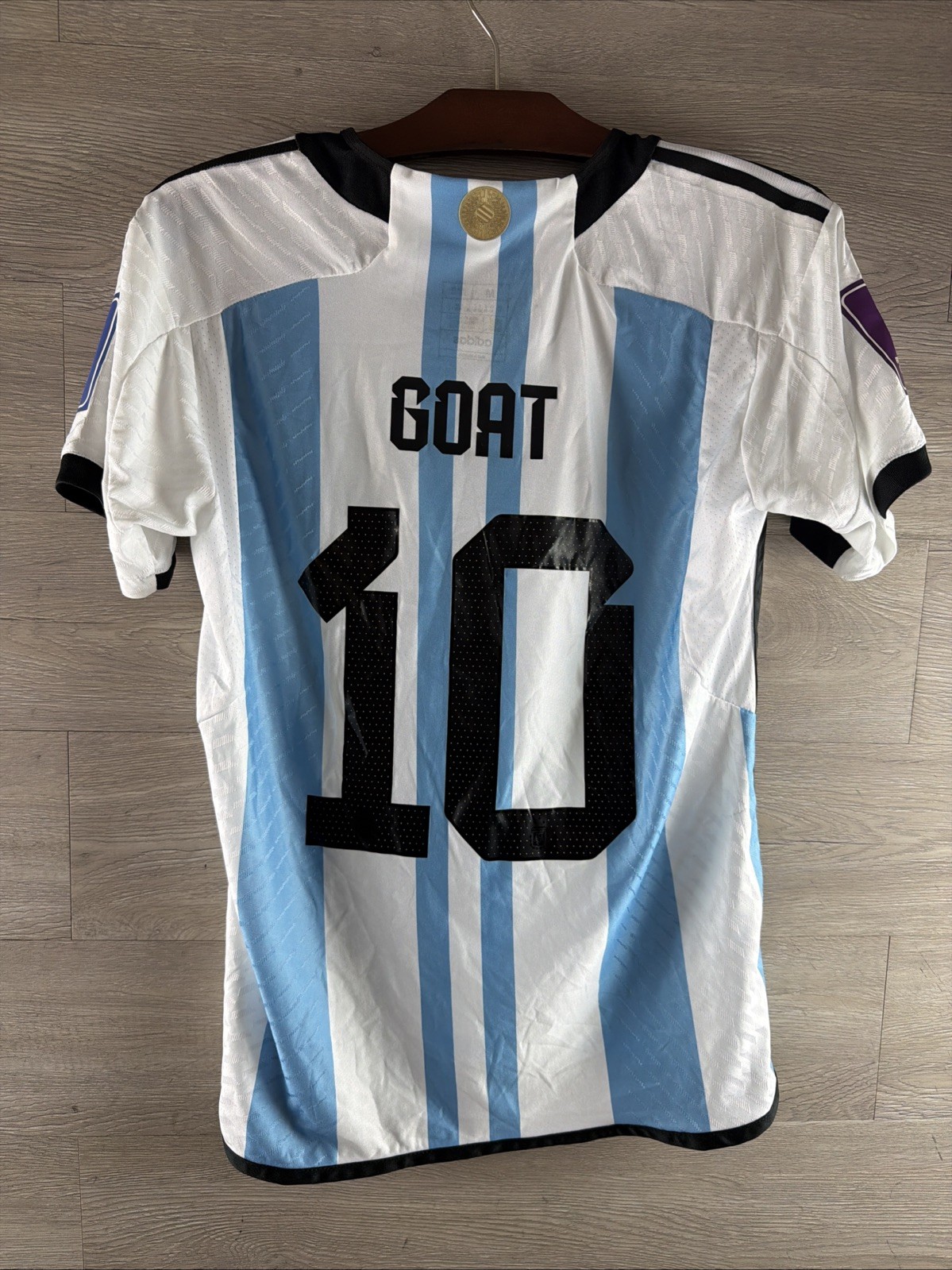 Argentina #10 GOAT Messi Jersey Adidas FIFA World Cup Qatar 2022 Slim Fit Size M