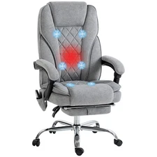 Vinsetto Massage Office Chair, Heated Reclining Desk Chair with Footrest