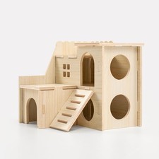 Hamster Hideout Multi Chamber Natural Wood Ventilated Design SmallPet Cage House